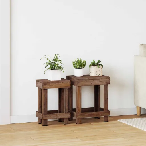 Soporte de Plantas   Marrón 70 x 11 x 27 cm Madera de Caoba (2 pcs)