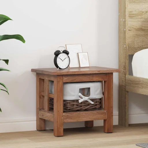 Mesa Lateral Marrón Madera Maciza de Caoba