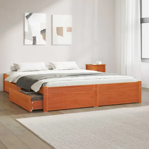 Estructura de Cama Con Cajón Marrón Cera 120 x 200 cm