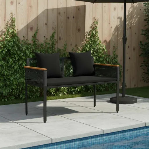 Banco de Exterior Negro 117 x 54 x 74.5 cm Ratán Sintético