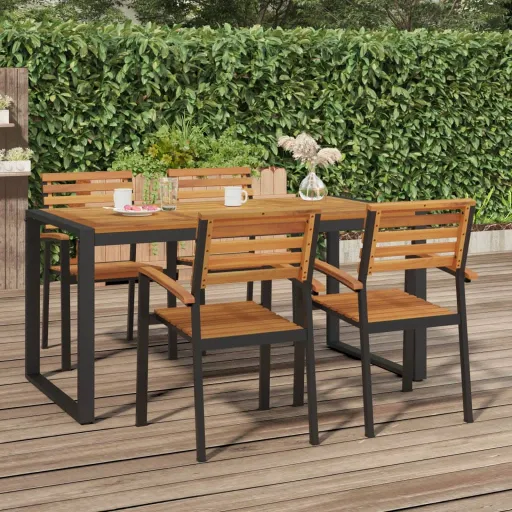 Mesa de Jardín Con Patas en U Madera Maciza Acacia 160x80x75 cm