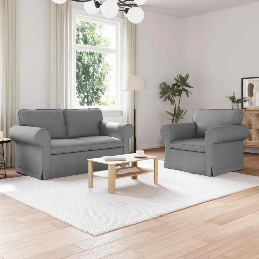 Sofá   Gris Claro 155 x 82 x 80 cm Tela (2 pcs)
