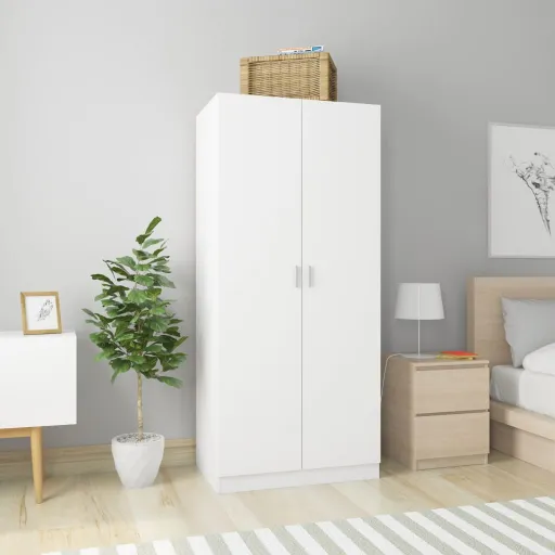 Armario de Madera Contrachapada Blanco 80x52x180 cm