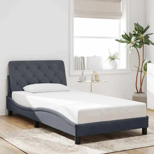 Estructura de Cama Sin Colchón Terciopelo Gris Oscuro 100x203cm