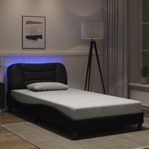 Estructura de Cama Con LED Sin Colchón Hvar Negro 100x203 cm
