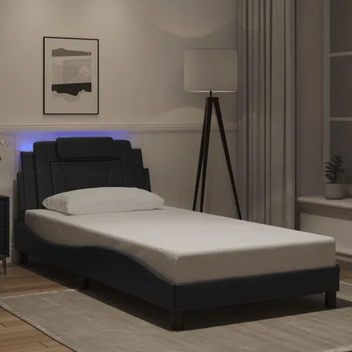Estructura de Cama Viana Con LED Sin Colchón Negro 100x203 cm