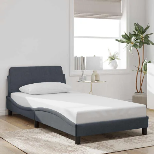 Estructura de Cama Dover Terciopelo Gris Oscuro 100x203cm