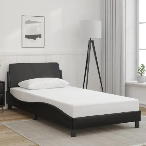 Estructura de Cama Dover Cuero Sintético Negro 100x203 cm