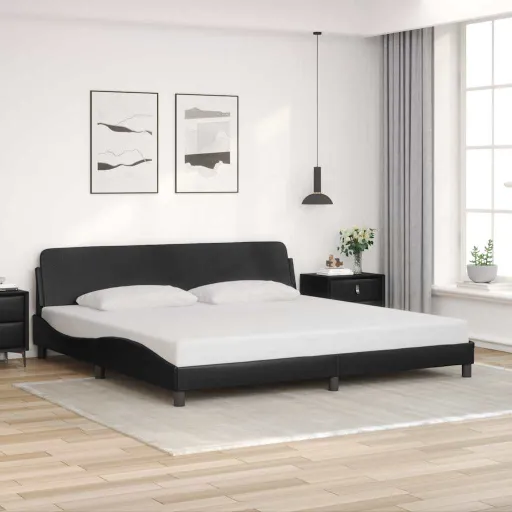 Estructura de Cama Dover Cuero Sintético Negro 193x203cm