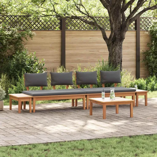 Conjunto de Sofás de Jardín   Marrón y Gris (5 pcs)