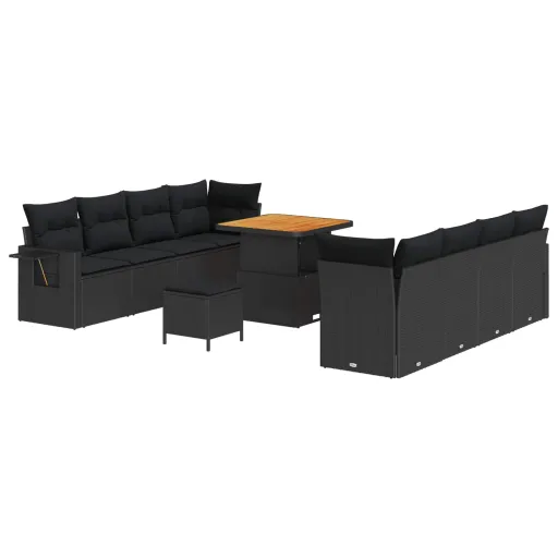 Conjunto de Sofá de Jardín   Negro Poliratán (11 pcs)