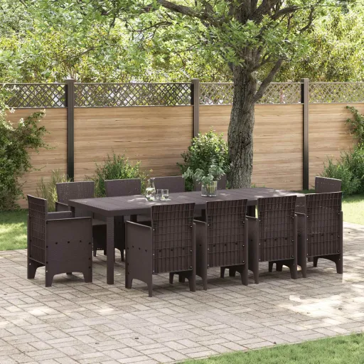 Conjunto de Comedor de Jardín   Marrón Polipropileno (11 pcs)