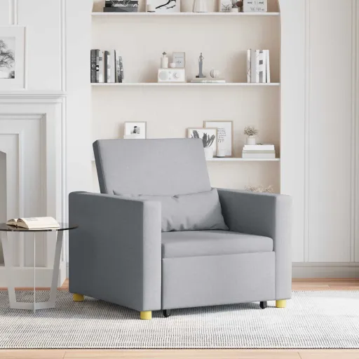 Cama Sofá Desplegable Individual Gris Claro 90 x 165 x 87 cm