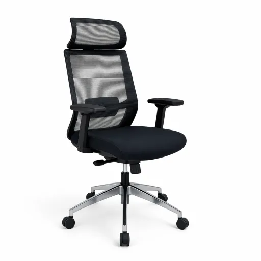 Silla de Oficina Ejecutiva Argel Negra Ergonómica Con Respaldo de Malla