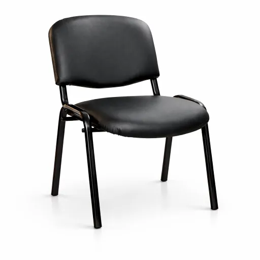 Silla de Oficina Para Visitante Madrid 4 Patas Piel Sintética Negra – Apilable