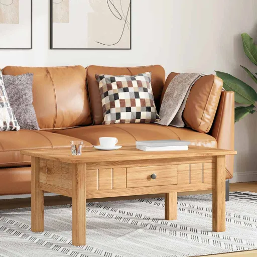 Mesa de Centro Madera Maciza de Pino Estilo Panamá 100x60x43,5 cm