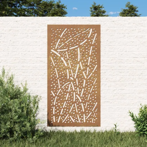 Adorno de Pared de Jardín Acero Corten Diseño de Hoja 105x55 cm