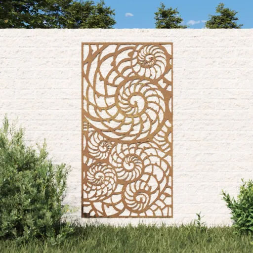 Adorno de Pared de Jardín Acero Corten Diseño Conchas 105x55 cm