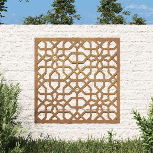 Adorno de Pared de Jardín Acero Corten Diseño Morisco 55x55 cm