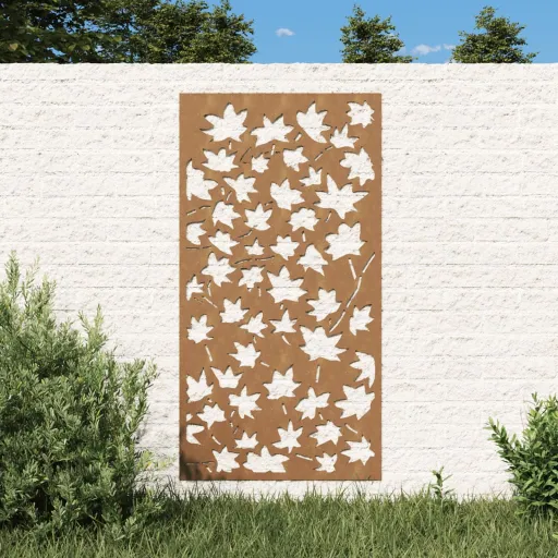 Adorno de Pared Jardín Acero Corten Diseño Hoja Arce 105x55 cm