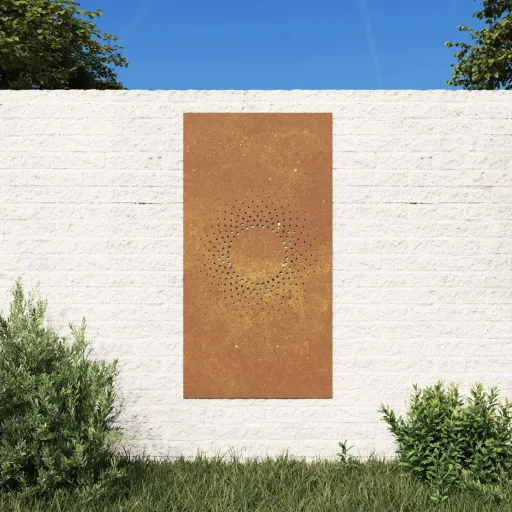 Adorno de Pared de Jardín Acero Corten Diseño Sol 105x55 cm