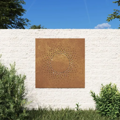 Adorno de Pared de Jardín Acero Corten Diseño Sol 55x55 cm