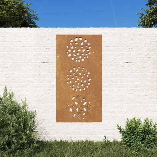 Adorno de Pared de Jardín Acero Corten Diseño de Hoja 105x55 cm