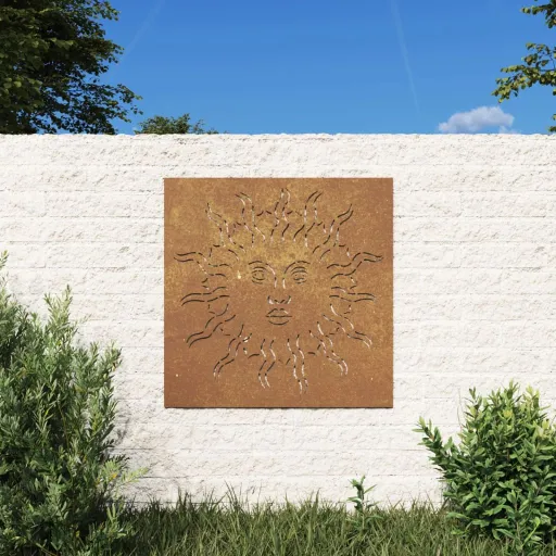 Adorno de Pared de Jardín Acero Corten Diseño Sol 55x55 cm