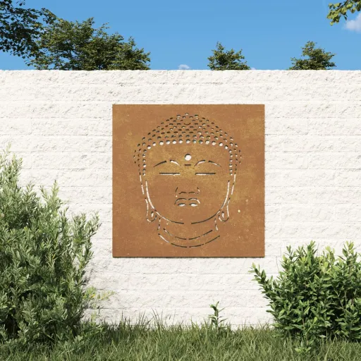 Adorno de Pared de Jardín Acero Corten Cabeza de Buda 55x55 cm