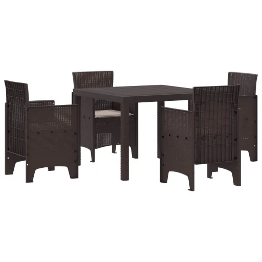 Conjunto de Comedor de Jardín   Marrón Polipropileno (5 pcs)