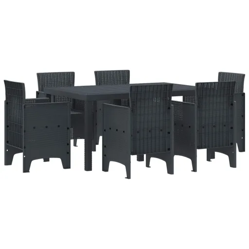 Conjunto de Comedor de Jardín   Antracita Ratan Polt (7 pcs)