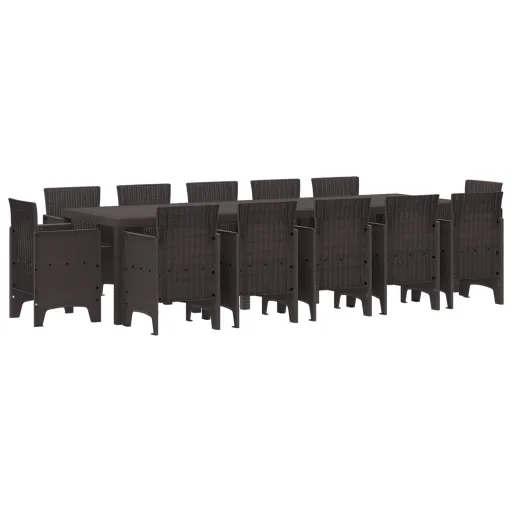 Conjunto de Comedor de Jardín   Marrón Poliratán (13 pcs)