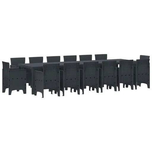 Conjunto de Comedor de Jardín   Antracita Ratan Polt (15 pcs)
