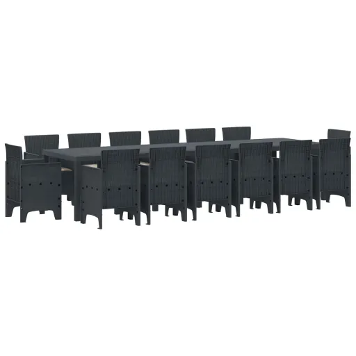 Conjunto de Comedor de Jardín   Antracita Ratan Polt (15 pcs)