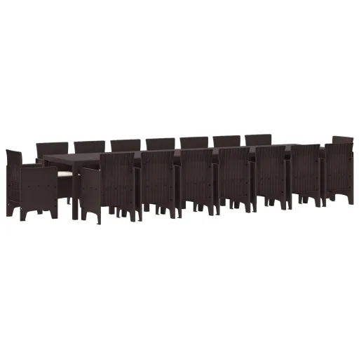 Conjunto de Comedor de Jardín Con Cojines   Marrón PP (17 pcs)