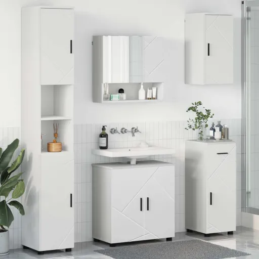 Juego de Muebles de Baño   Madera Contrachapada & Metal (5 pcs)