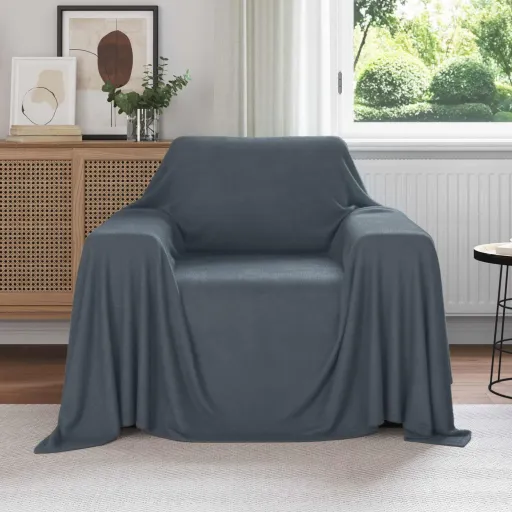 Mantitas de Sofá   Gris Oscuro 210 x 140 cm Lana (6 pcs)