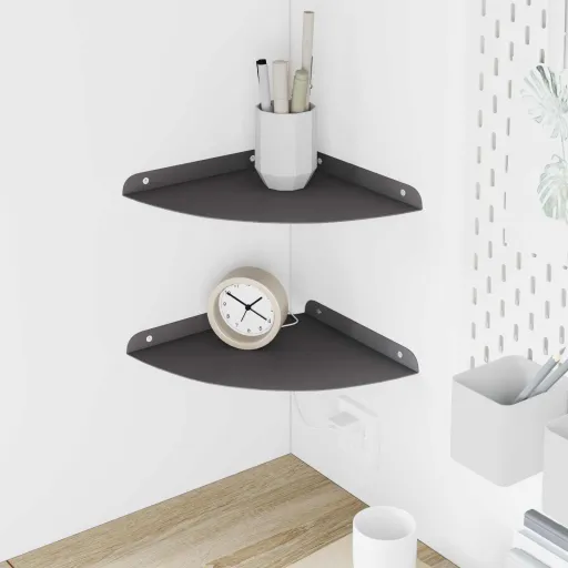 Estante de Pared Con Estante   Negro 24 x 24 x 2 cm (2 pcs)