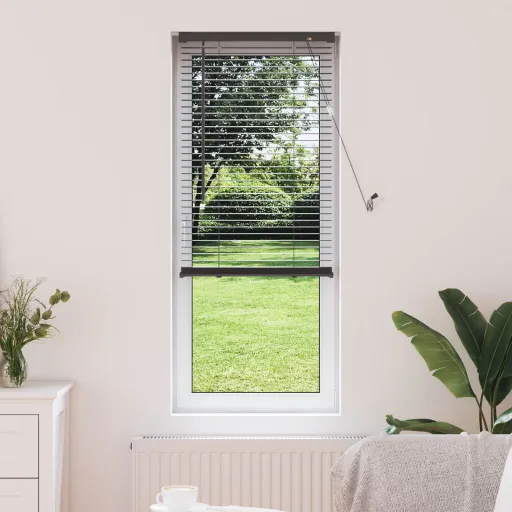 Persiana Veneciana Manual Gris Plateado 150 x 40 cm PVC
