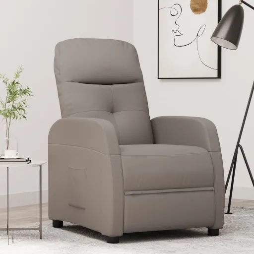 Sillón Reclinable de Tela Gris Taupe