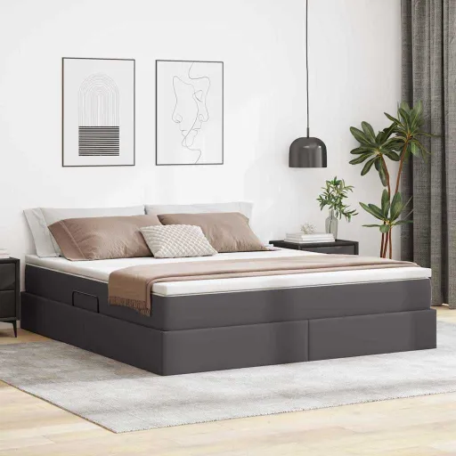 Cama Con Almacenamiento y Colchón Con Colchón Gris 160 x 200 cm