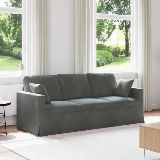 Sofá Gris Oscuro 198 x 78 x 80 cm Terciopelo
