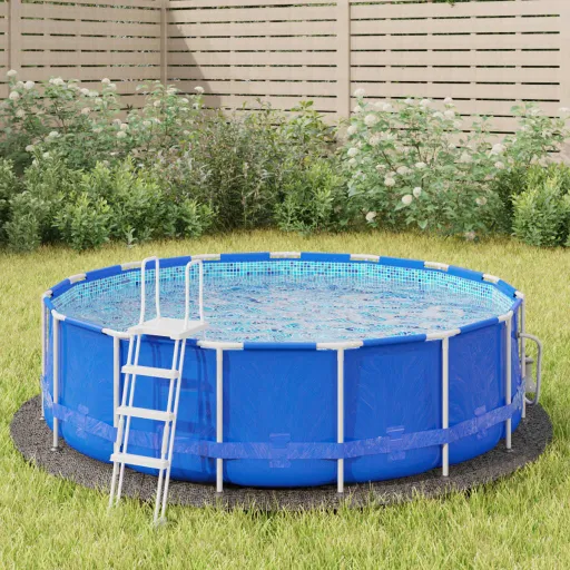 Tapiz de Suelo Piscina Geotextil de Poliéster Gris Claro Ø306cm