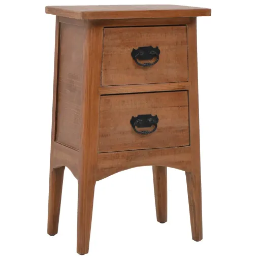 Mesita de Noche Madera Maciza de Abeto 40x29x68 cm Marrón