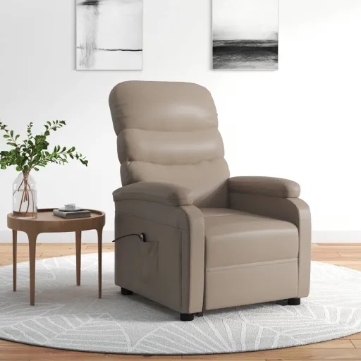 Sillón Elevable Cuero Sintético Color Capuchino