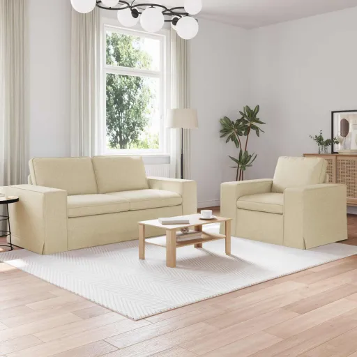 Sofá   Crema 182 x 80 x 82 cm Tela (2 pcs)