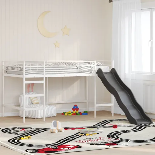 Estructura de Litera Para Niños Con Tobogán y Antracita