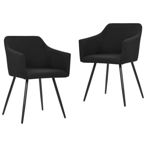 Sillas de Comedor 2 Unidades Tela Negro
