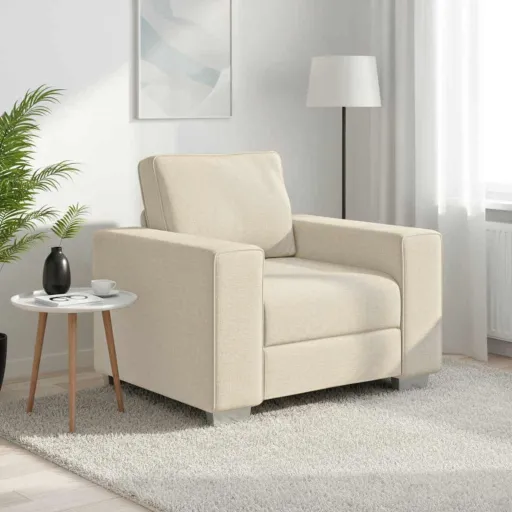 Sofá Beige 100 x 80 x 82 cm Tejido Mezcla de Lino