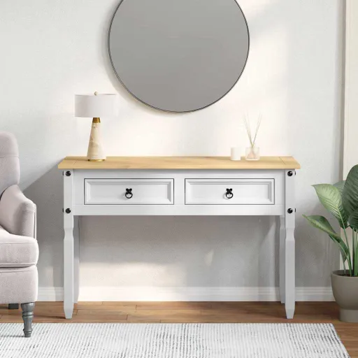 Mesa Auxiliar Con Cajón 115 x 46 x 73 cm Madera de Pino Macizo